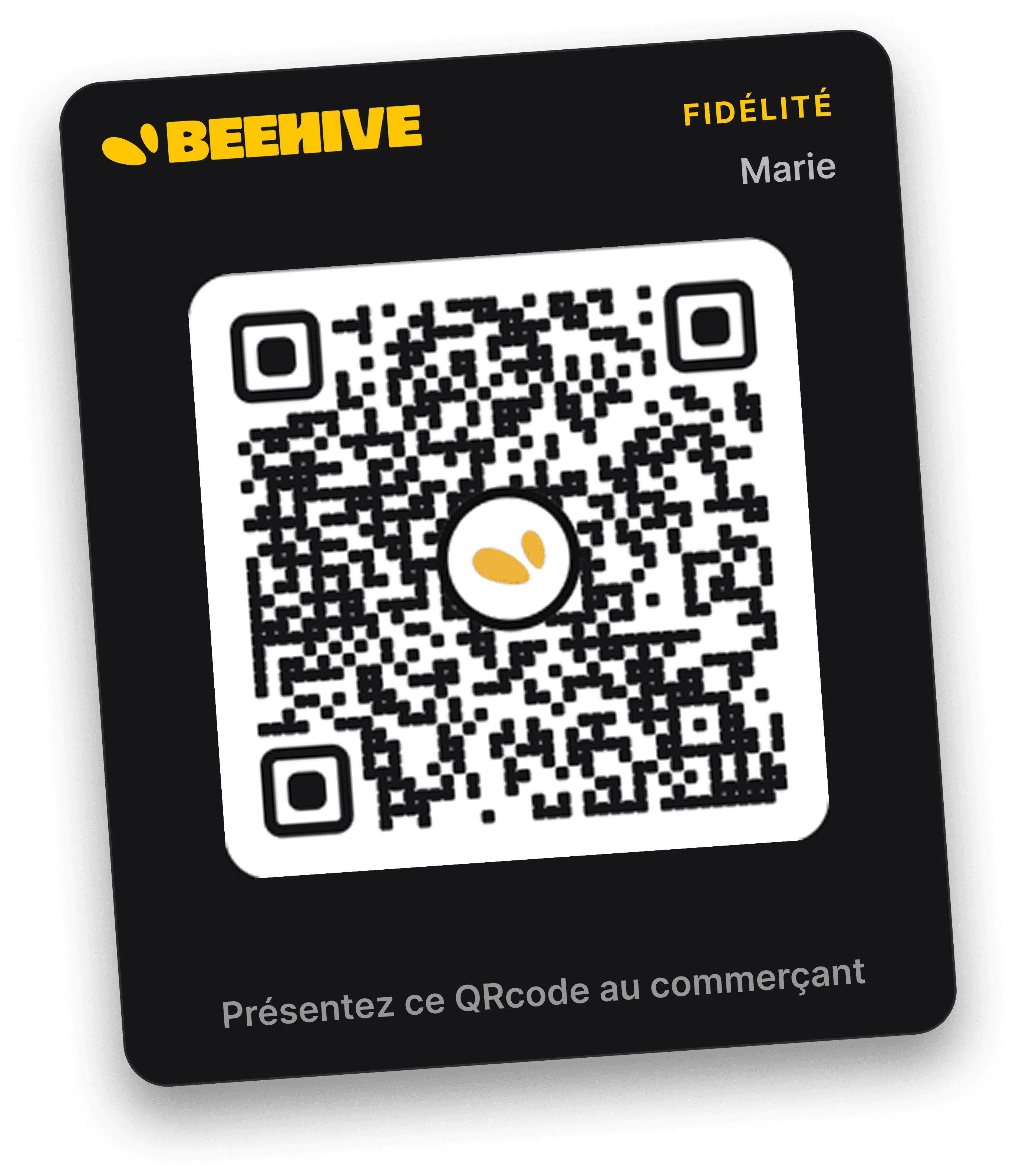 BeeHive digital loyalty card: customer QR code and stamp tracking on a smartphone
