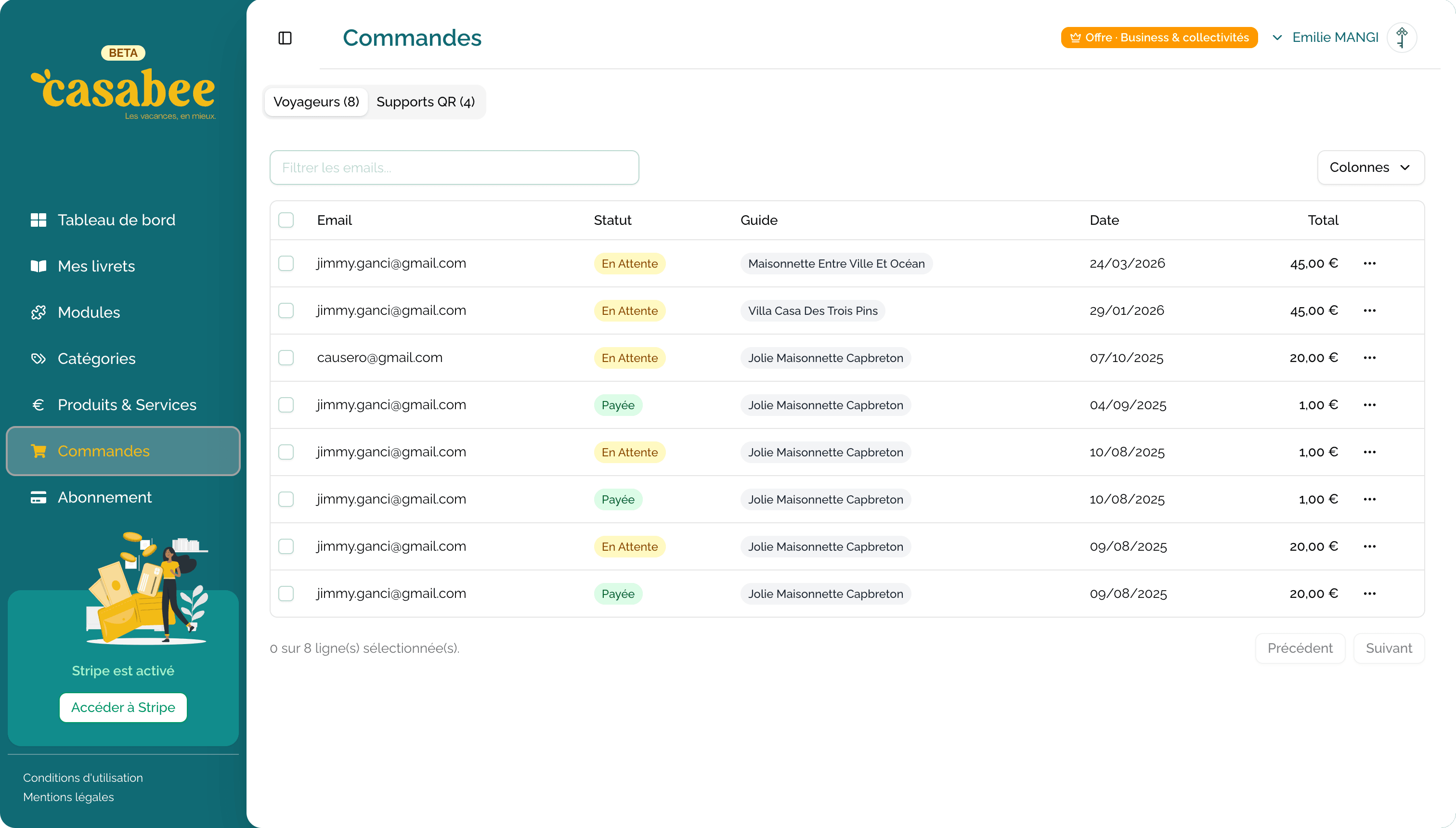 Global view of orders with status filter