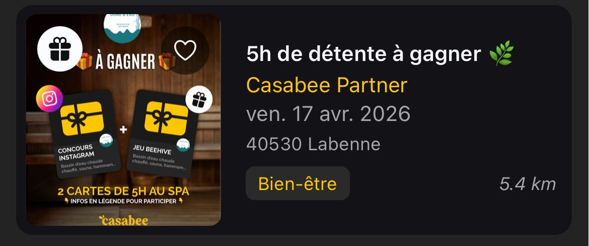 BeeHive event card with the To win badge