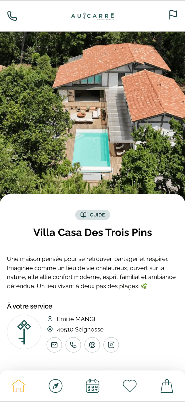 Aperçu d'un livret d'accueil Casabee sur smartphone
